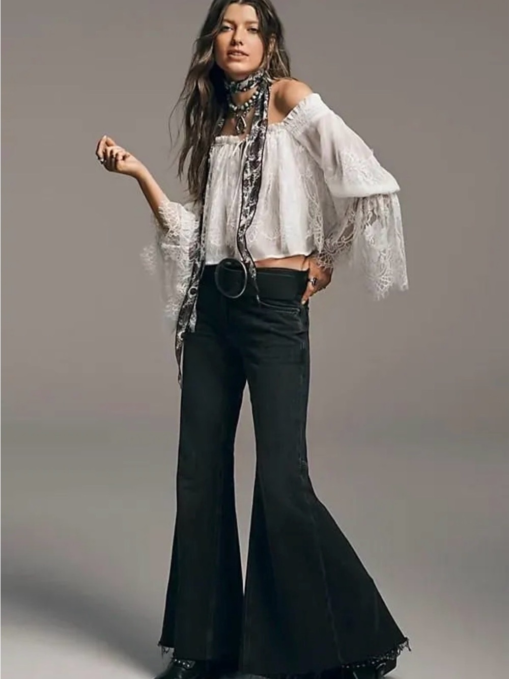We the Free Emre Low-Rise Flare Jeans at Free People in Black Orchid